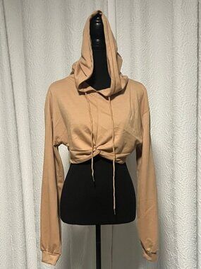 SHEIN Tan Crop Hoodie Top